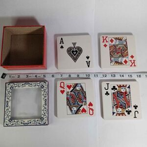 Vintage MWW Market Ceramic Poker Card Coaster Set w/ Original Box